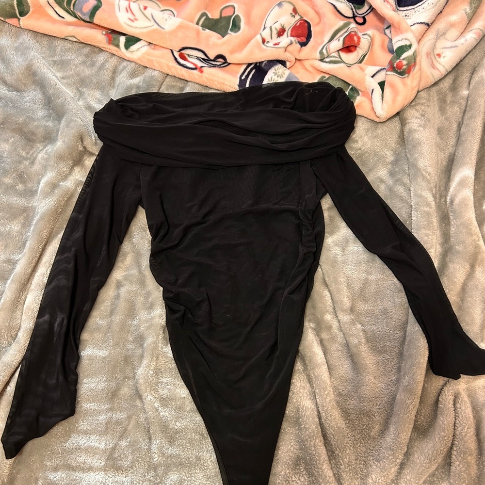 Elegant Black Off-Shoulder Bodysuit